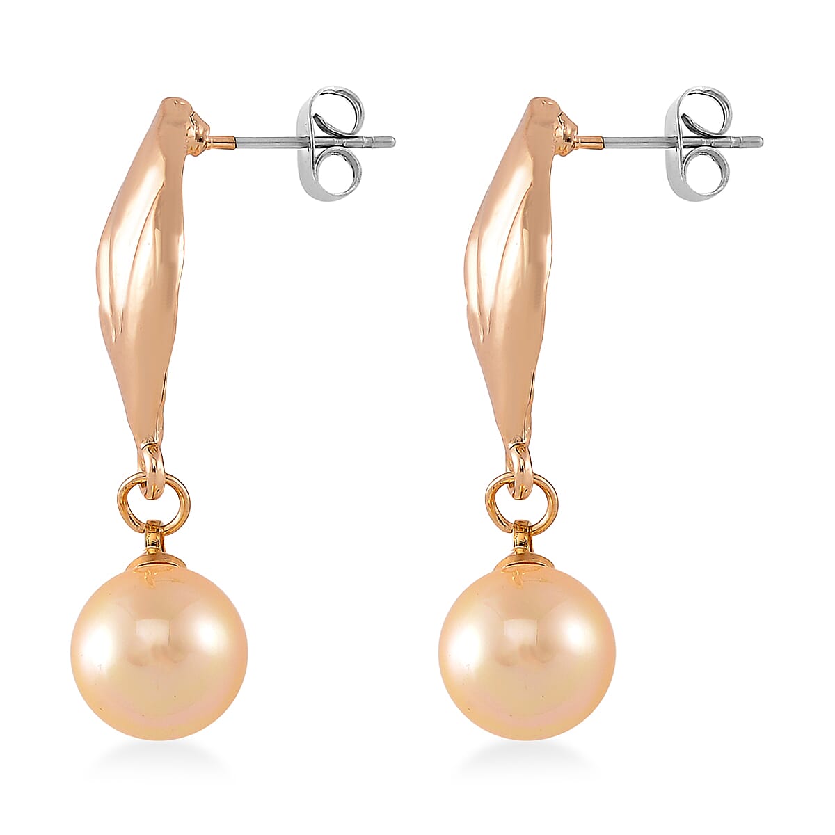 Golden Color Shell Pearl Leaf Necklace and Earrings in Goldtone 18-20 Inches image number 5