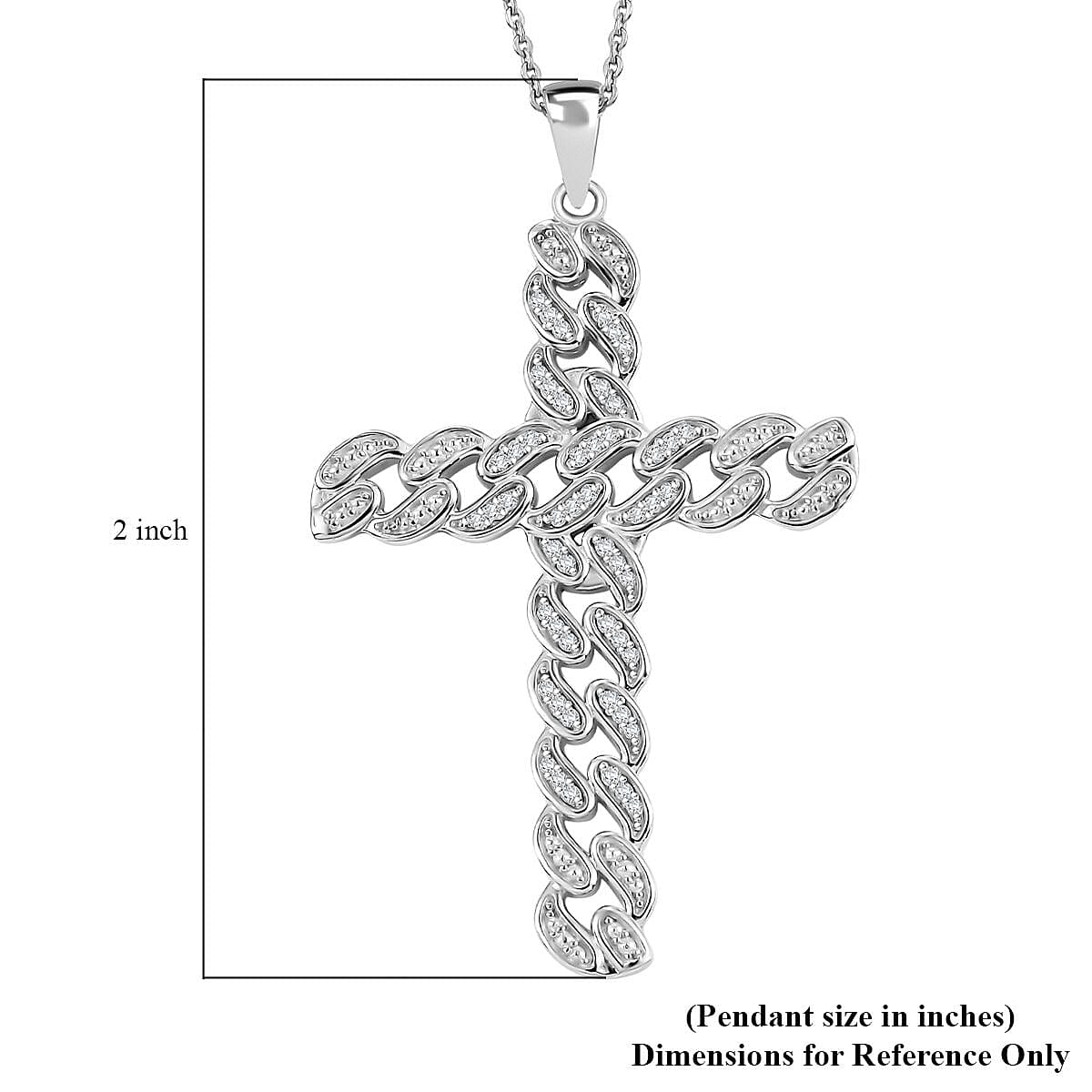 White Diamond 0.25 ctw Cross Pendant Necklace in Rhodium Over Sterling Silver 20 Inches