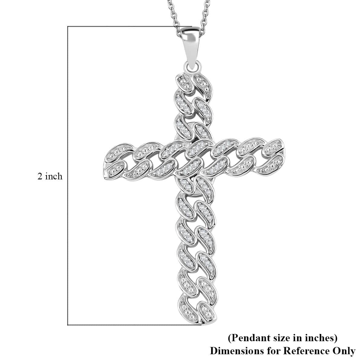 White Diamond 0.25 ctw Cross Pendant Necklace in Rhodium Over Sterling Silver 20 Inches image number 5