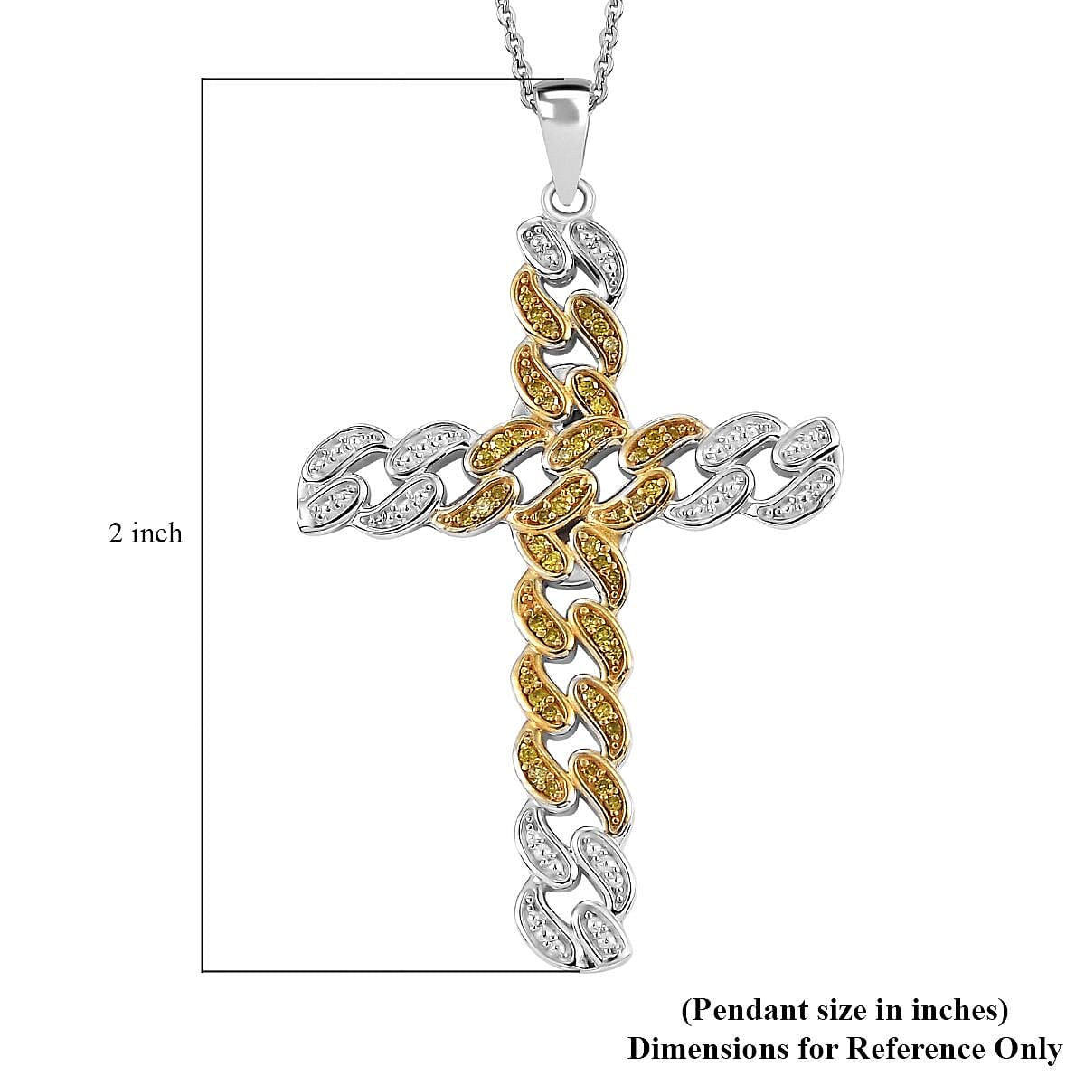 Yellow Diamond 0.25 ctw Cross Pendant Necklace in Rhodium Over Sterling Silver 20 Inches image number 5