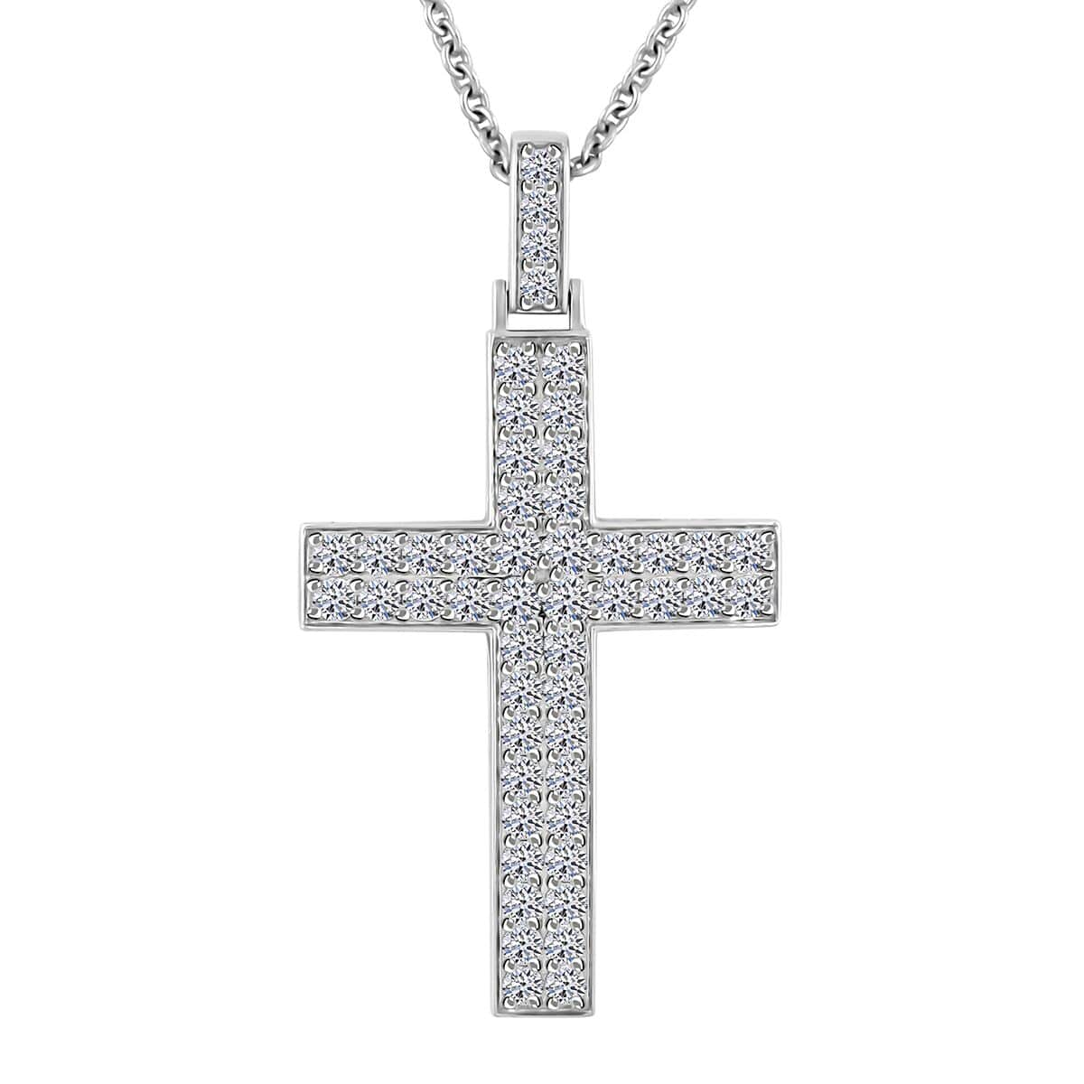 Luxuriant Lab Grown Diamond G SI 1.65 ctw Cross Pendant Necklace in Sterling Silver 16-18 Inches image number 0