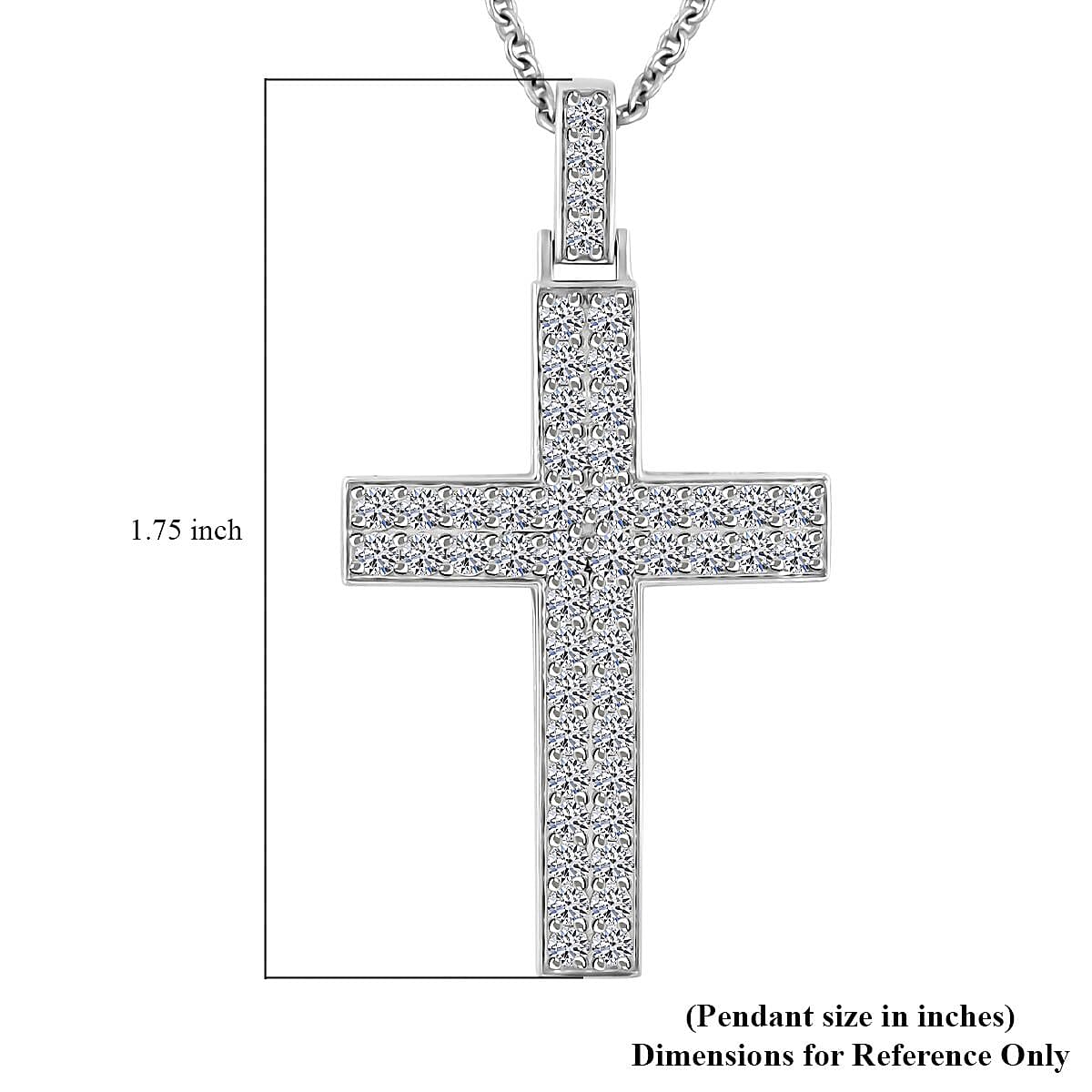  Luxuriant Lab Grown Diamond G SI 1.65 ctw Cross Pendant Necklace in Sterling Silver 16-18 Inches
