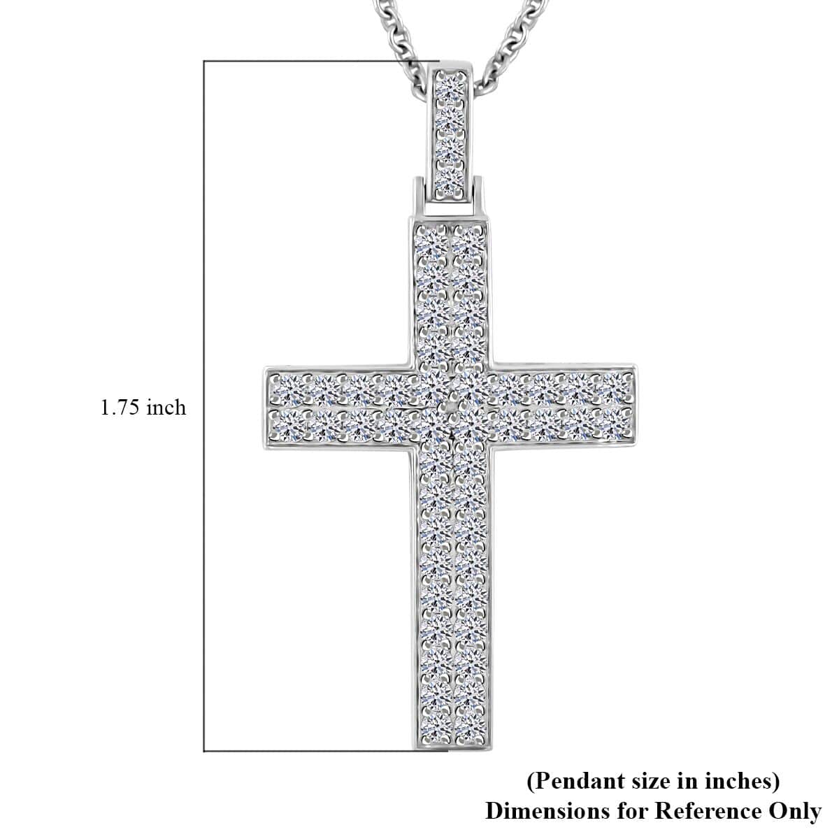 Luxuriant Lab Grown Diamond G SI 1.65 ctw Cross Pendant Necklace in Sterling Silver 16-18 Inches image number 4