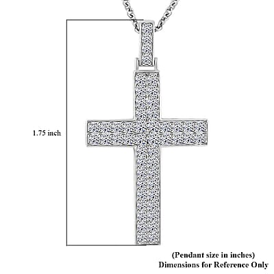  Luxuriant Lab Grown Diamond G SI 1.65 ctw Cross Pendant Necklace in Sterling Silver 16-18 Inches