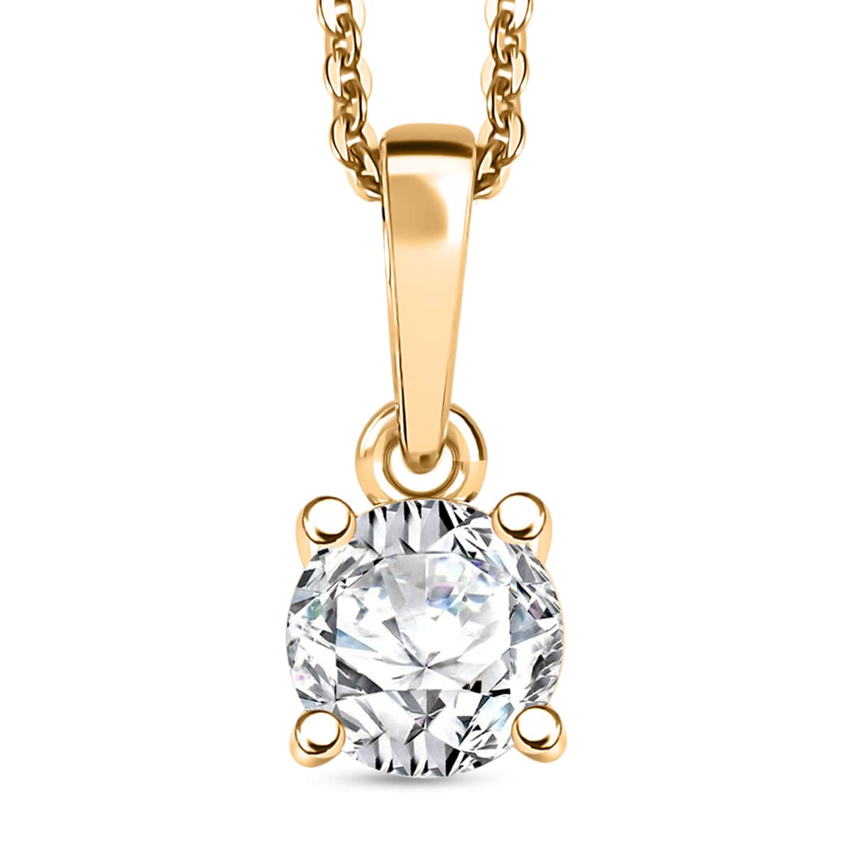 Moissanite (Rnd 5mm) Solitaire Pendant Necklace (20 Inches) in 18K Vermeil YG Over Sterling Silver 0.50 ctw image number 0