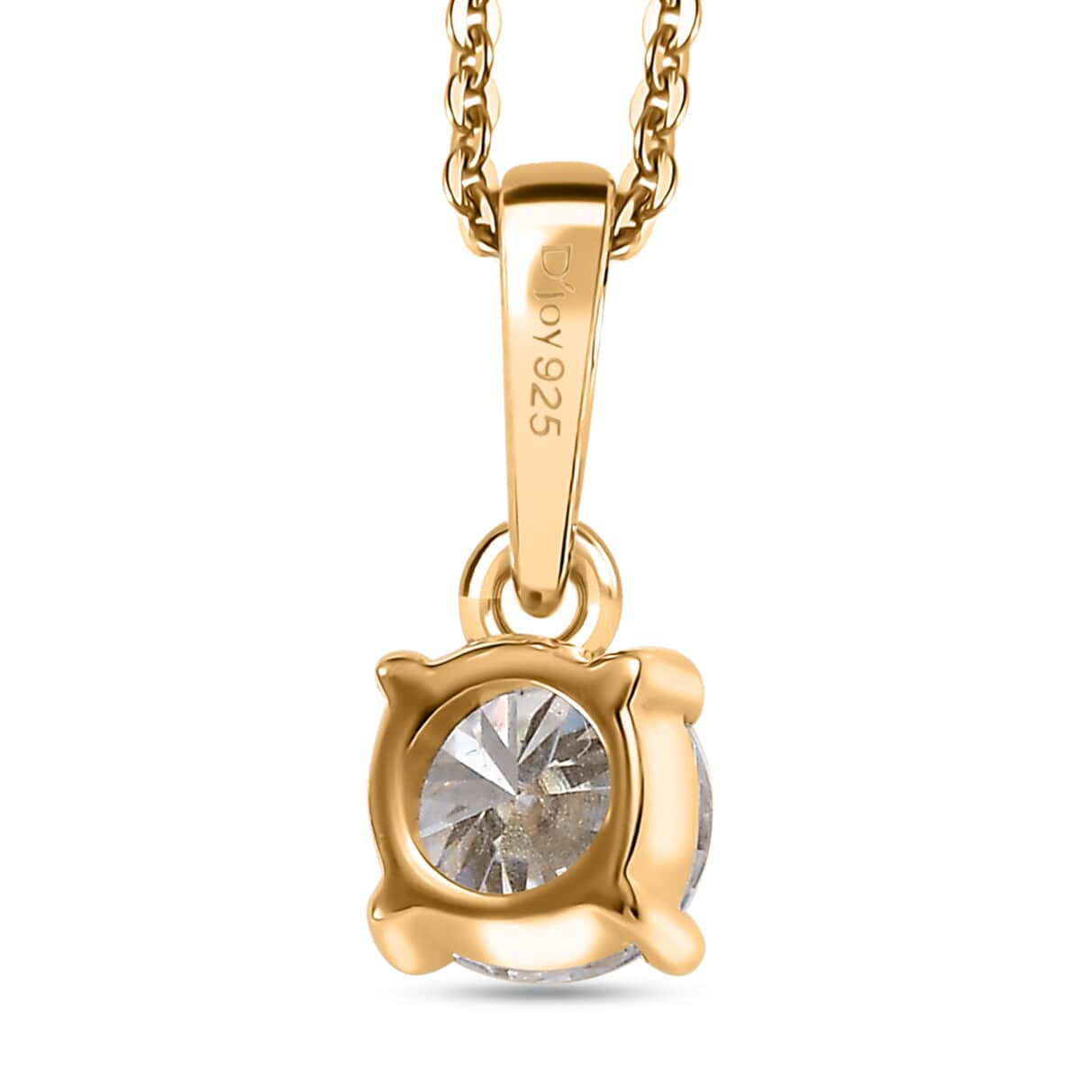 Moissanite (Rnd 5mm) Solitaire Pendant Necklace (20 Inches) in 18K Vermeil YG Over Sterling Silver 0.50 ctw image number 4