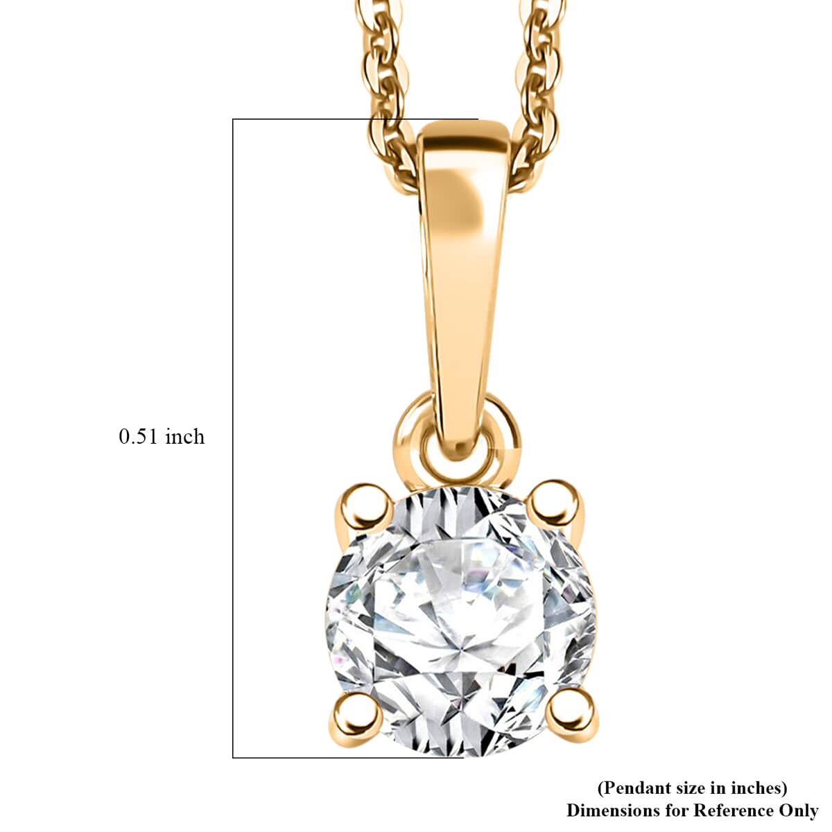 Moissanite (Rnd 5mm) Solitaire Pendant Necklace (20 Inches) in 18K Vermeil YG Over Sterling Silver 0.50 ctw image number 6