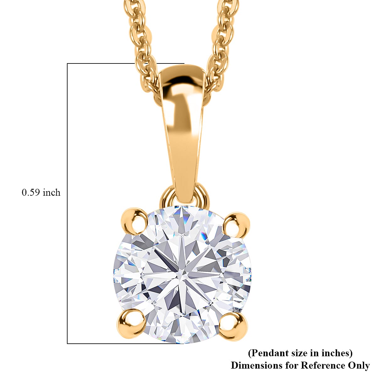 Moissanite (Rnd 6.6mm) Solitaire Pendant Necklace (20 Inches) in 18K Vermeil YG Over Sterling Silver 1.00 ctw image number 6