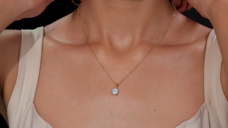 Moissanite (Rnd 7.5mm) Solitaire Pendant Necklace (20 Inches) in 18K Vermeil YG Over Sterling Silver 1.35 ctw