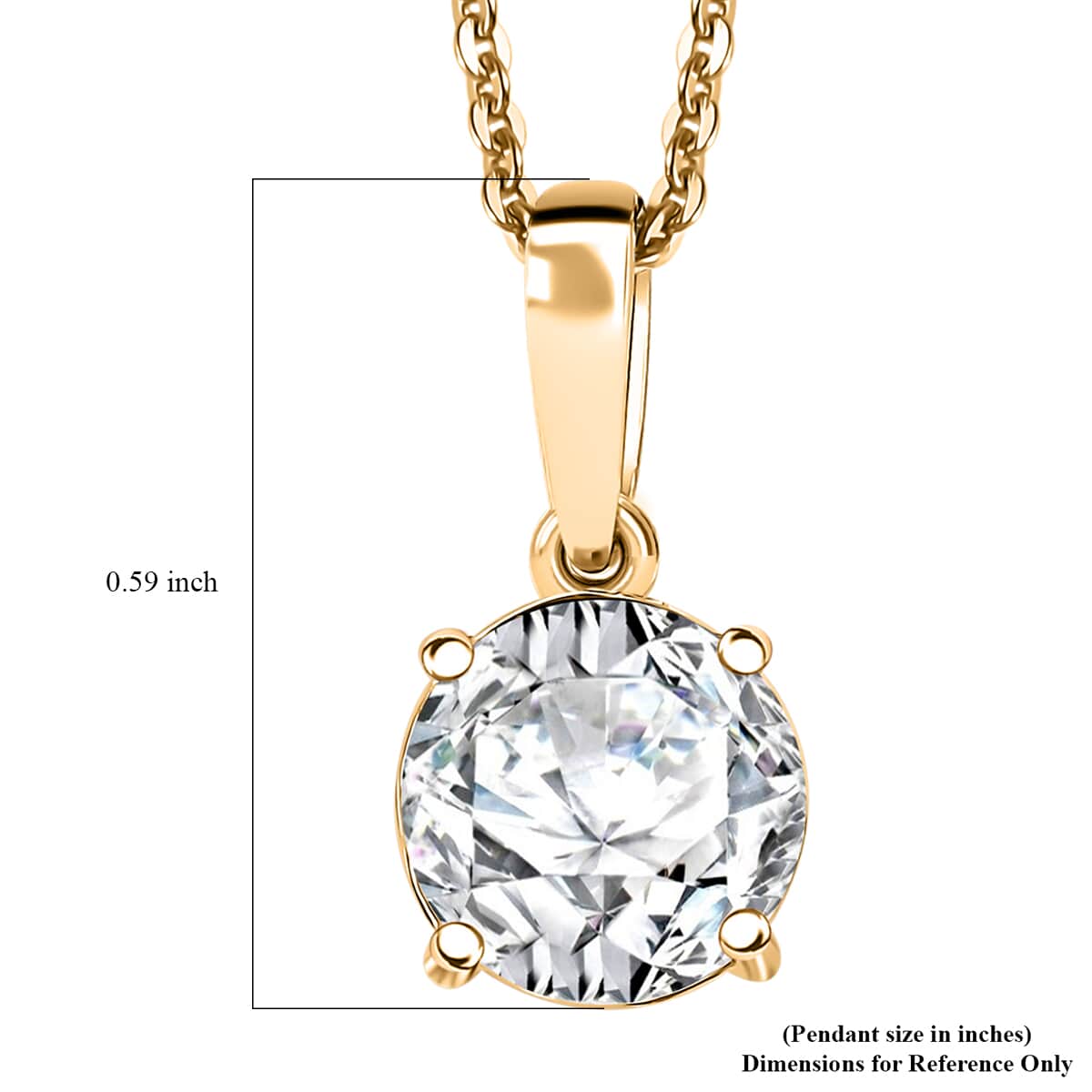 Moissanite (Rnd 7.5mm) Solitaire Pendant Necklace (20 Inches) in 18K Vermeil YG Over Sterling Silver 1.35 ctw image number 6