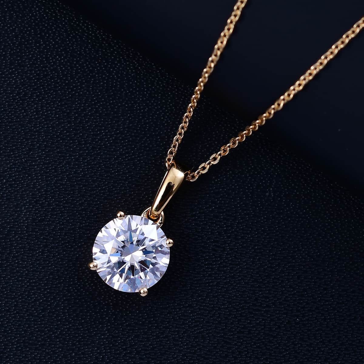 Moissanite (Rnd 8mm) Solitaire Pendant Necklace (20 Inches) in 18K Vermeil YG Over Sterling Silver 1.75 ctw image number 1