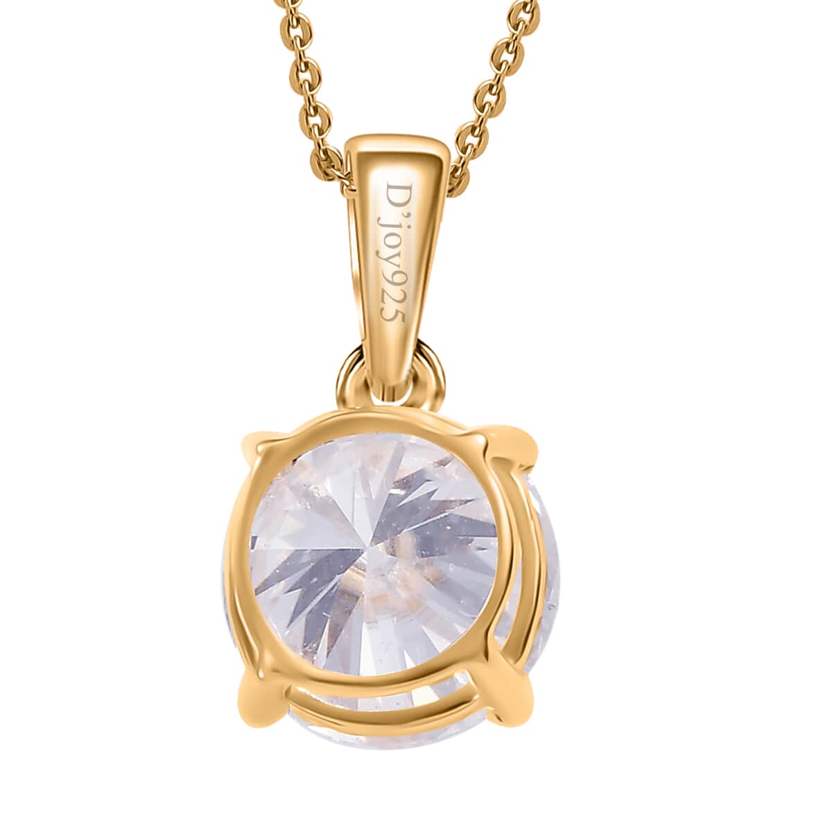 Moissanite (Rnd 8mm) Solitaire Pendant Necklace (20 Inches) in 18K Vermeil YG Over Sterling Silver 1.75 ctw image number 4