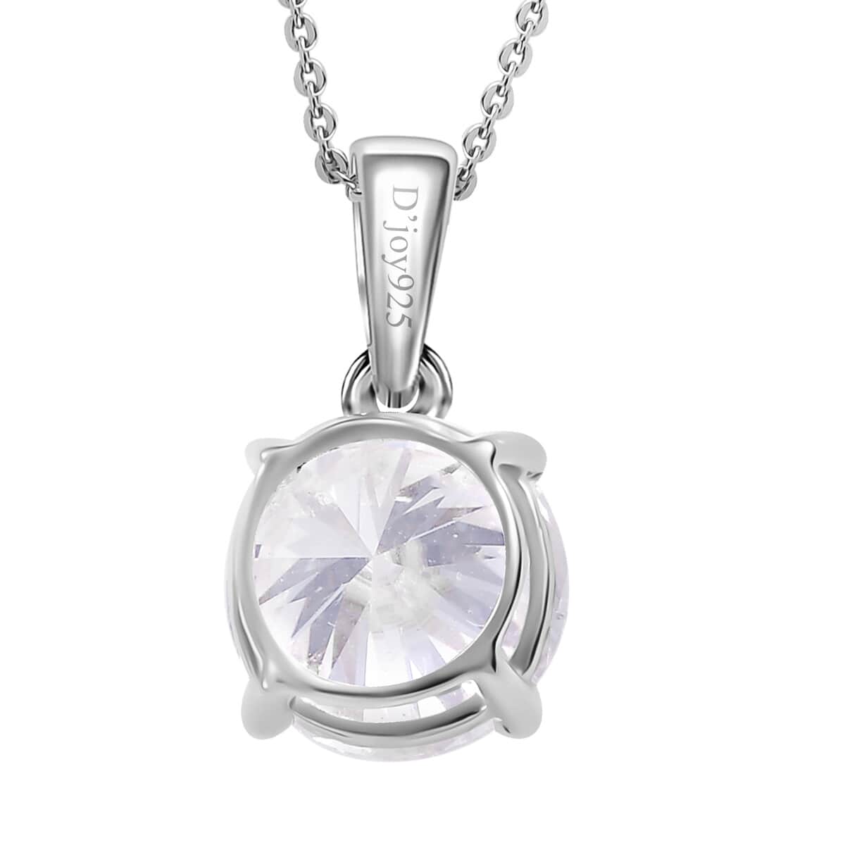 Moissanite (Rnd 8mm) Solitaire Pendant Necklace (20 Inches) in Rhodium Over Sterling Silver 1.75 ctw image number 4