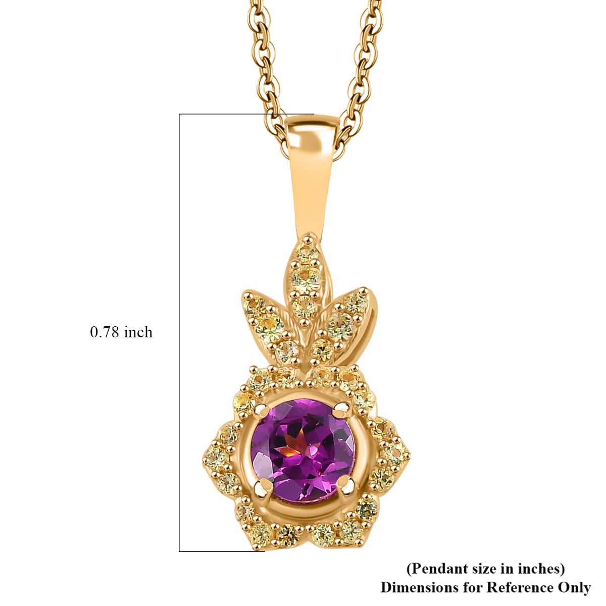 AAA Radiant Ember Garnet and Yellow Sapphire 1.00 ctw Radiant Petal Pendant Necklace in 18K Vermeil Yellow Gold Over Sterling Silver 20 Inches image number 6