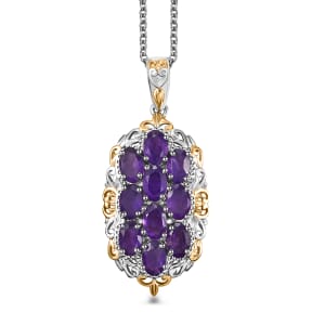 Karis African Amethyst 4.90 ctw Pendant in 18K YG Plated and Platinum Bond with Stainless Steel Necklace 20 Inches