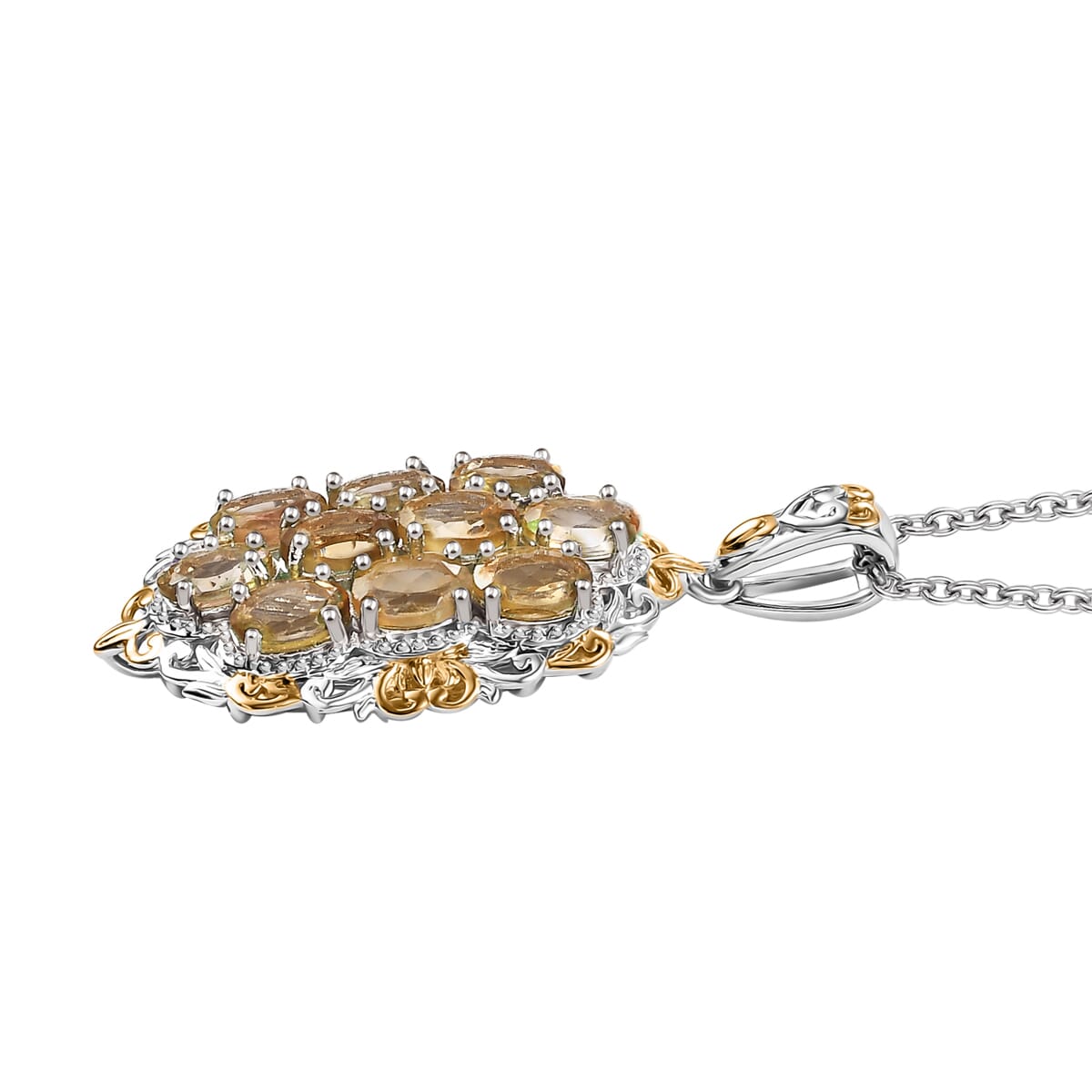 Karis Brazilian Citrine 3.85 ctw Pendant in 18K YG Plated and Platinum Bond with Stainless Steel Necklace (20 Inches) image number 3