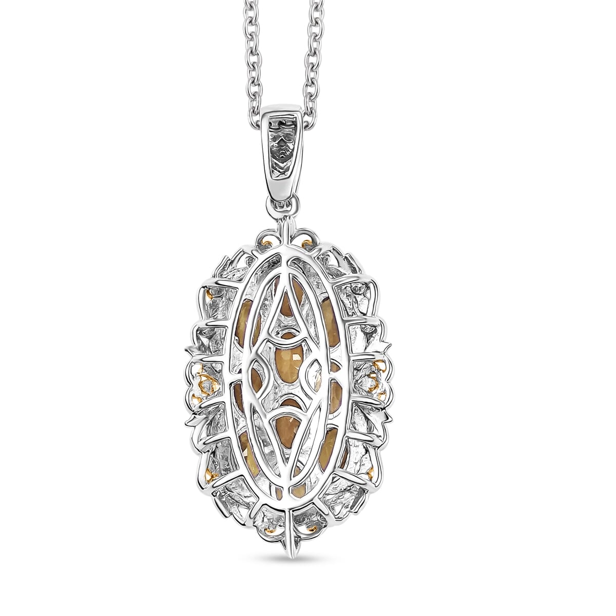 Karis Brazilian Citrine 3.85 ctw Pendant in 18K YG Plated and Platinum Bond with Stainless Steel Necklace (20 Inches) image number 4