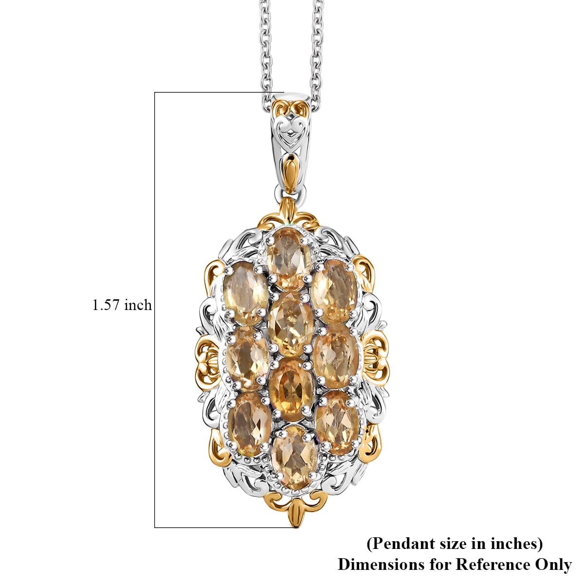 Karis Brazilian Citrine 3.85 ctw Pendant in 18K YG Plated and Platinum Bond with Stainless Steel Necklace (20 Inches) image number 6