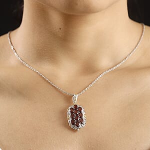Karis Mozambique Garnet 5.25 ctw Pendant in 18K YG Plated and Platinum Bond with Stainless Steel Necklace (20 Inches)