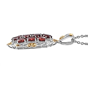 Karis Mozambique Garnet 5.25 ctw Pendant in 18K YG Plated and Platinum Bond with Stainless Steel Necklace (20 Inches)