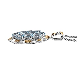 Karis Sky Blue Topaz 5.10 ctw Pendant in 18K YG Plated and Platinum Bond with Stainless Steel Necklace 20 Inches