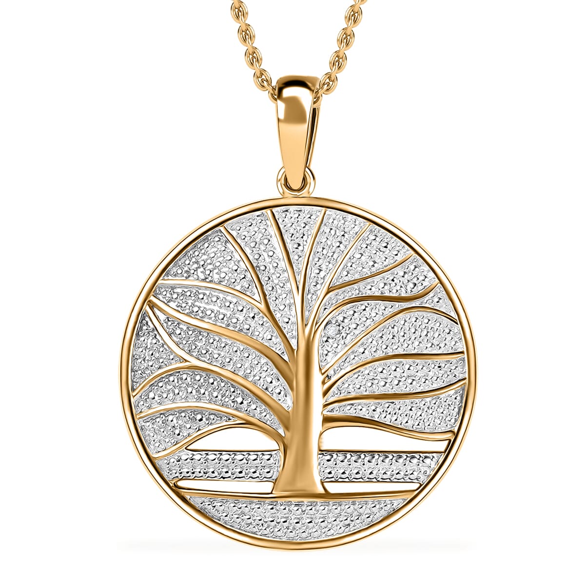 Karis Diamond Accent Pendant in 18K YG Plated with Stainless Steel Necklace 20 Inches image number 0