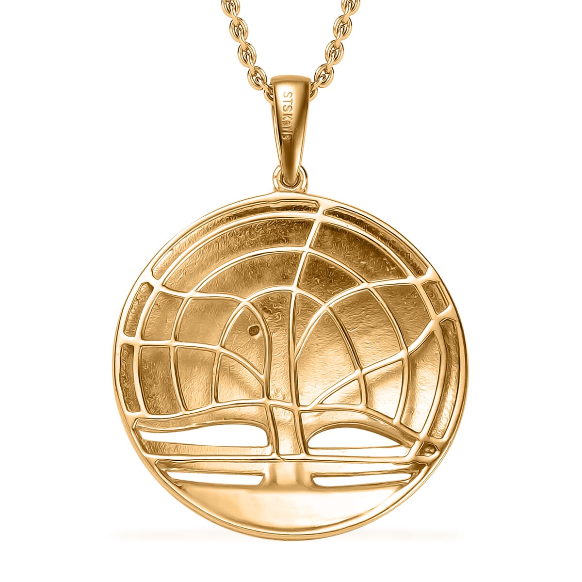Karis Diamond Accent Pendant in 18K YG Plated with Stainless Steel Necklace 20 Inches image number 4