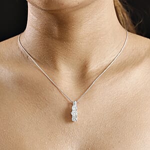 Moissanite 2.75 ctw Trinity Pendant Necklace in Rhodium Over Sterling Silver 20 Inches