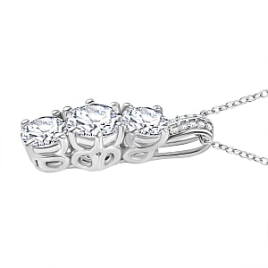 Moissanite 2.75 ctw Trinity Pendant Necklace in Rhodium Over Sterling Silver 20 Inches