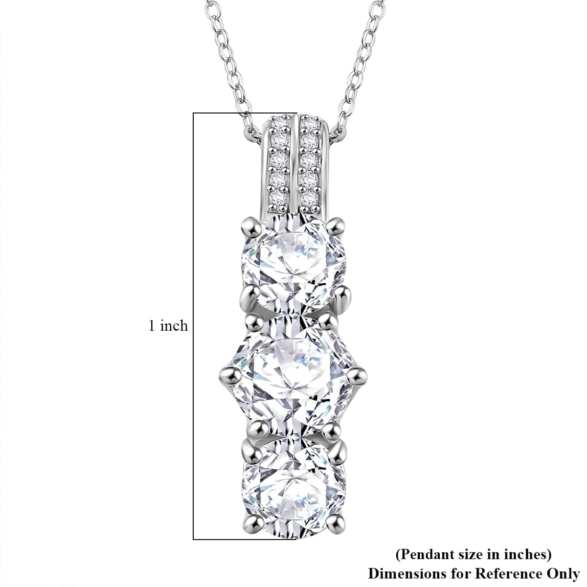 Doorbuster Moissanite 2.75 ctw Trinity Pendant Necklace in Rhodium Over Sterling Silver 20 Inches image number 5