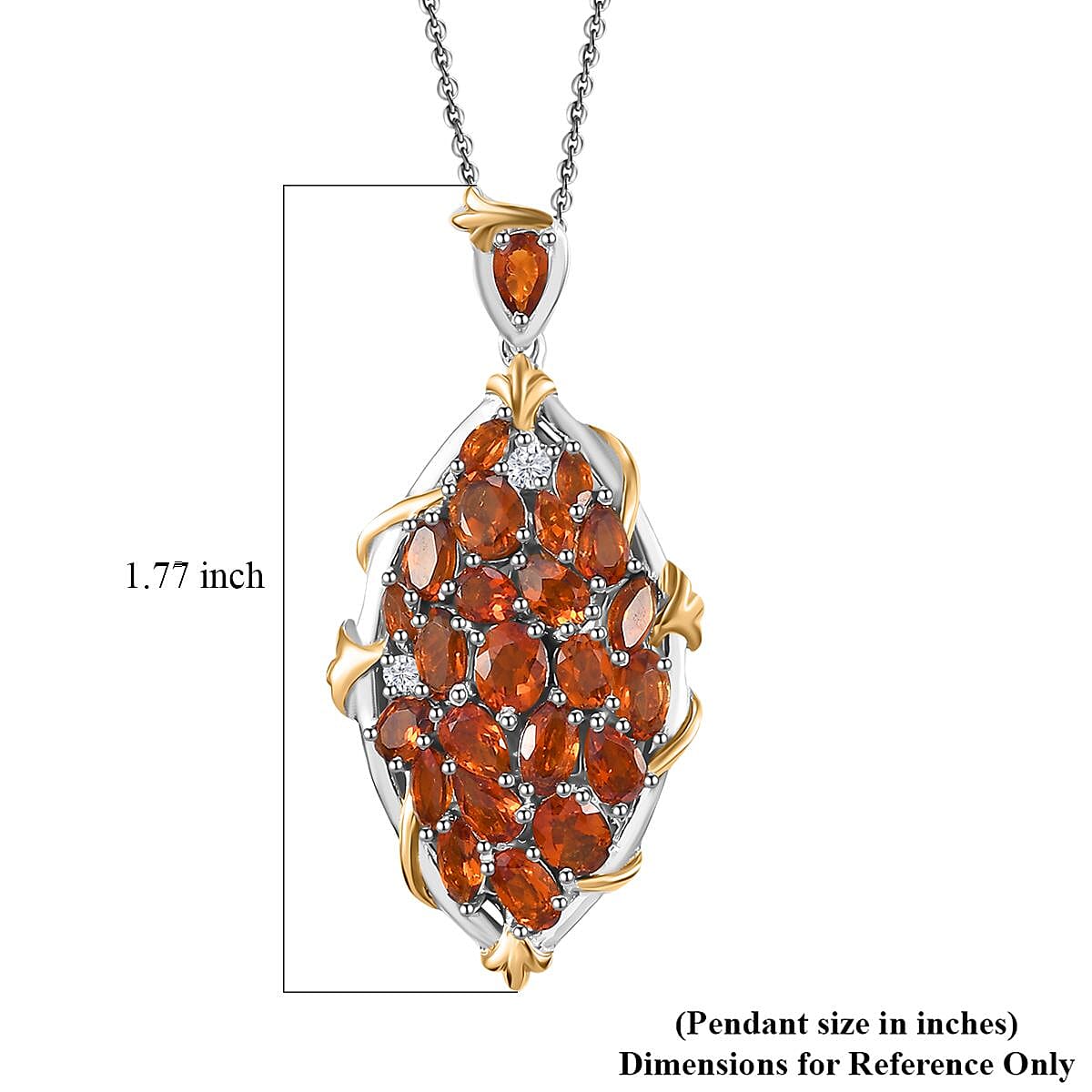 Premium Santa Ana Madeira Citrine and White Zircon 4.40 ctw Amber Bloom Pendant Necklace in 18K Vermeil YG and Rhodium Over Sterling Silver 20 Inches
