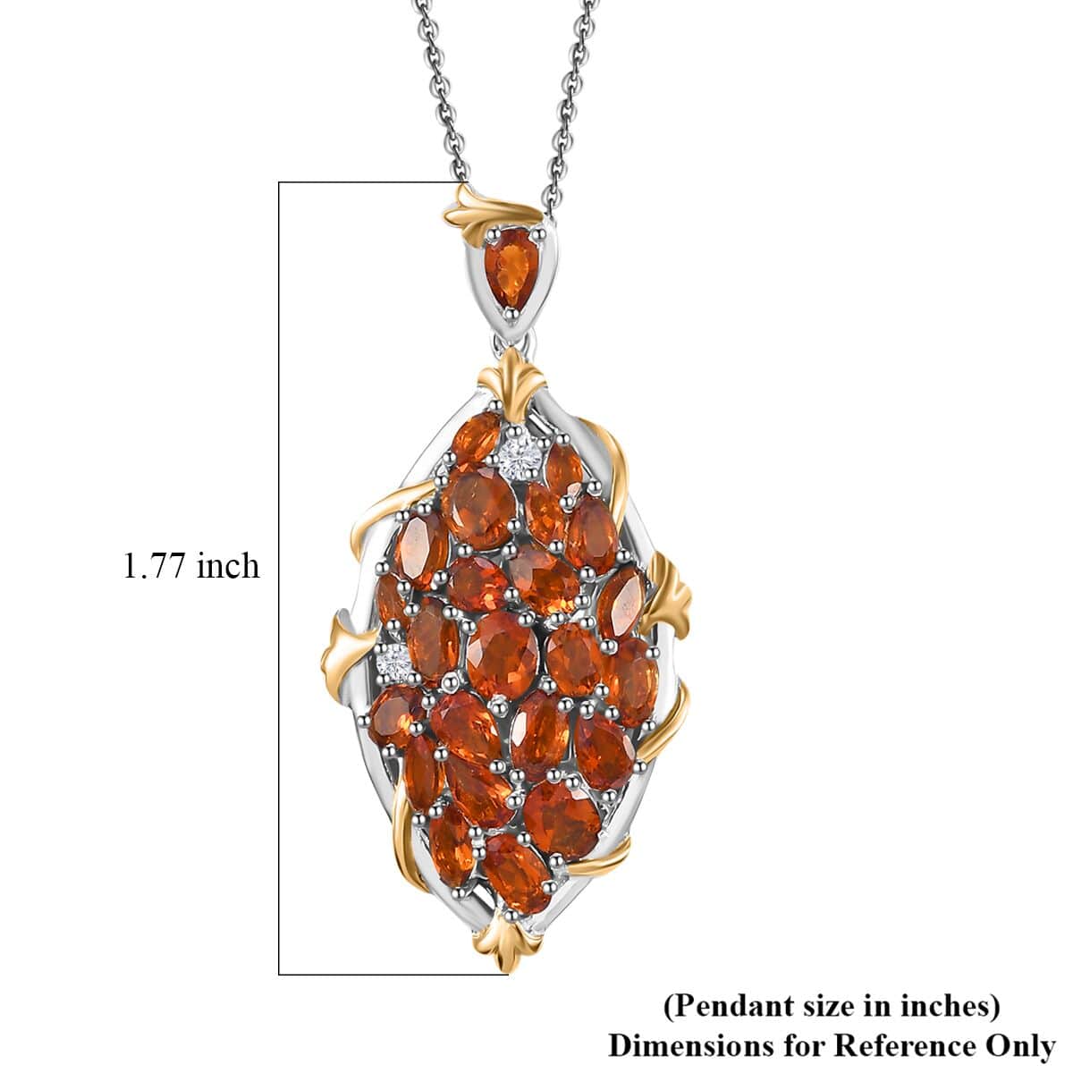 Premium Santa Ana Madeira Citrine and White Zircon 4.40 ctw Amber Bloom Pendant Necklace in 18K Vermeil YG and Rhodium Over Sterling Silver 20 Inches image number 5