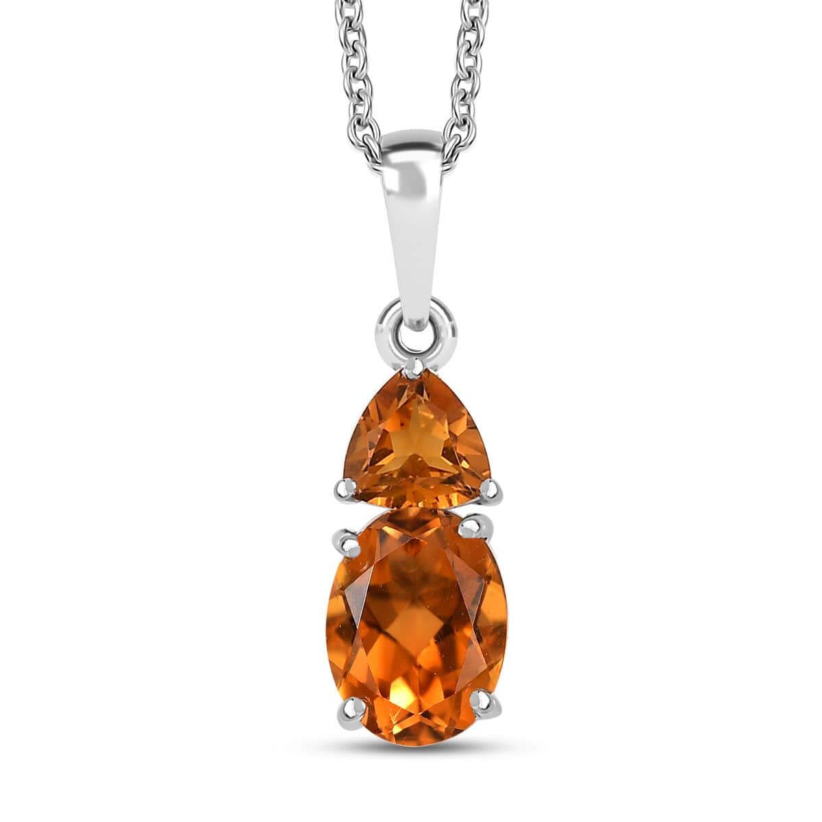 Premium Santa Ana Madeira Citrine 4.35 ctw Ring (Size 5.0) and Pendant in Rhodium Over Sterling Silver with Stainless Steel Necklace 20 Inches image number 6