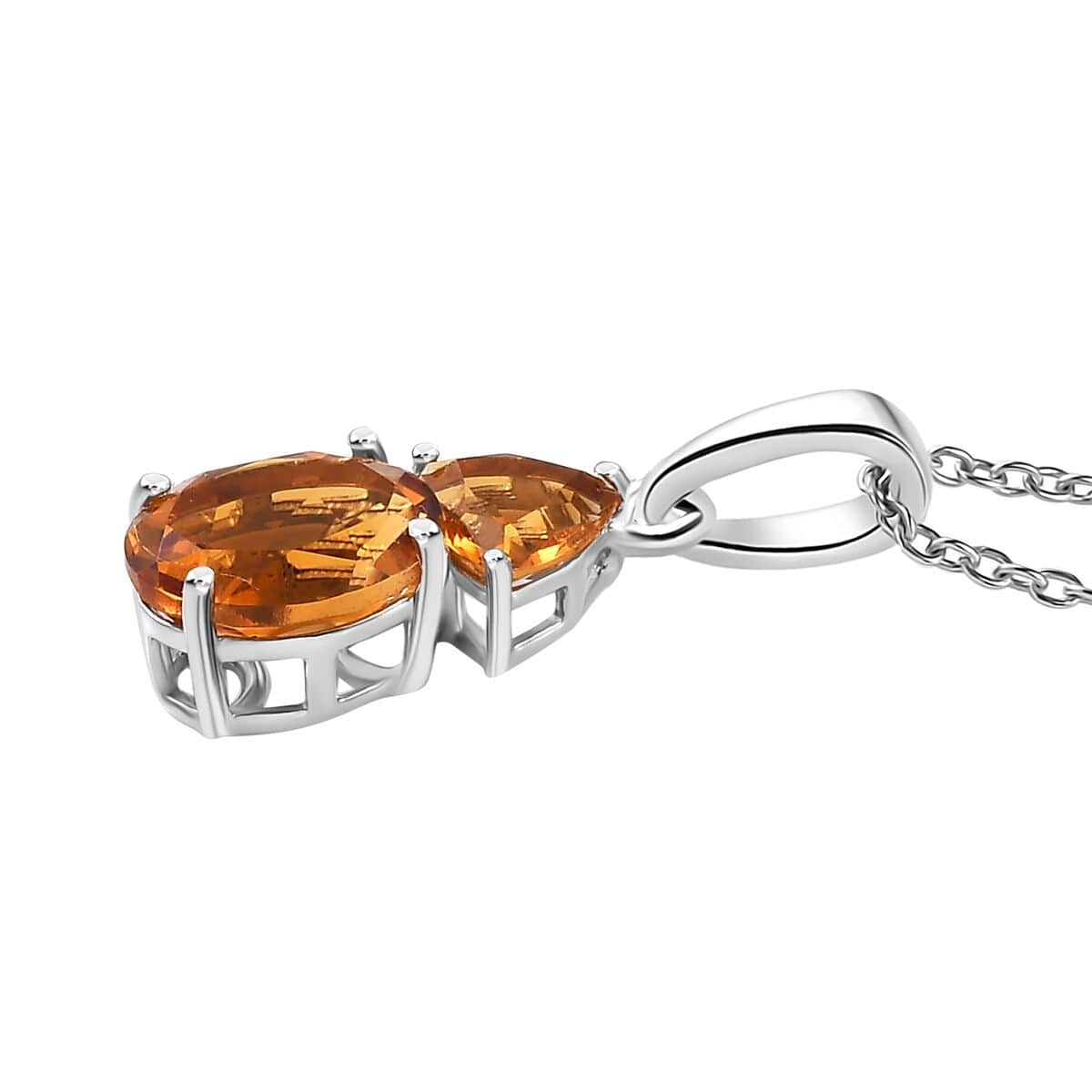 Premium Santa Ana Madeira Citrine 4.35 ctw Ring (Size 5.0) and Pendant in Rhodium Over Sterling Silver with Stainless Steel Necklace 20 Inches image number 7