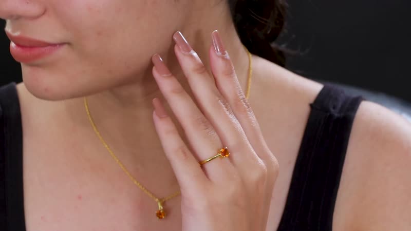 Premium Santa Ana Madeira Citrine 2.60 ctw Stud Earrings, Solitaire Ring and Pendant in 18K Vermeil YG Over Sterling Silver with ION Plated YG Stainless Steel Necklace 20 Inches