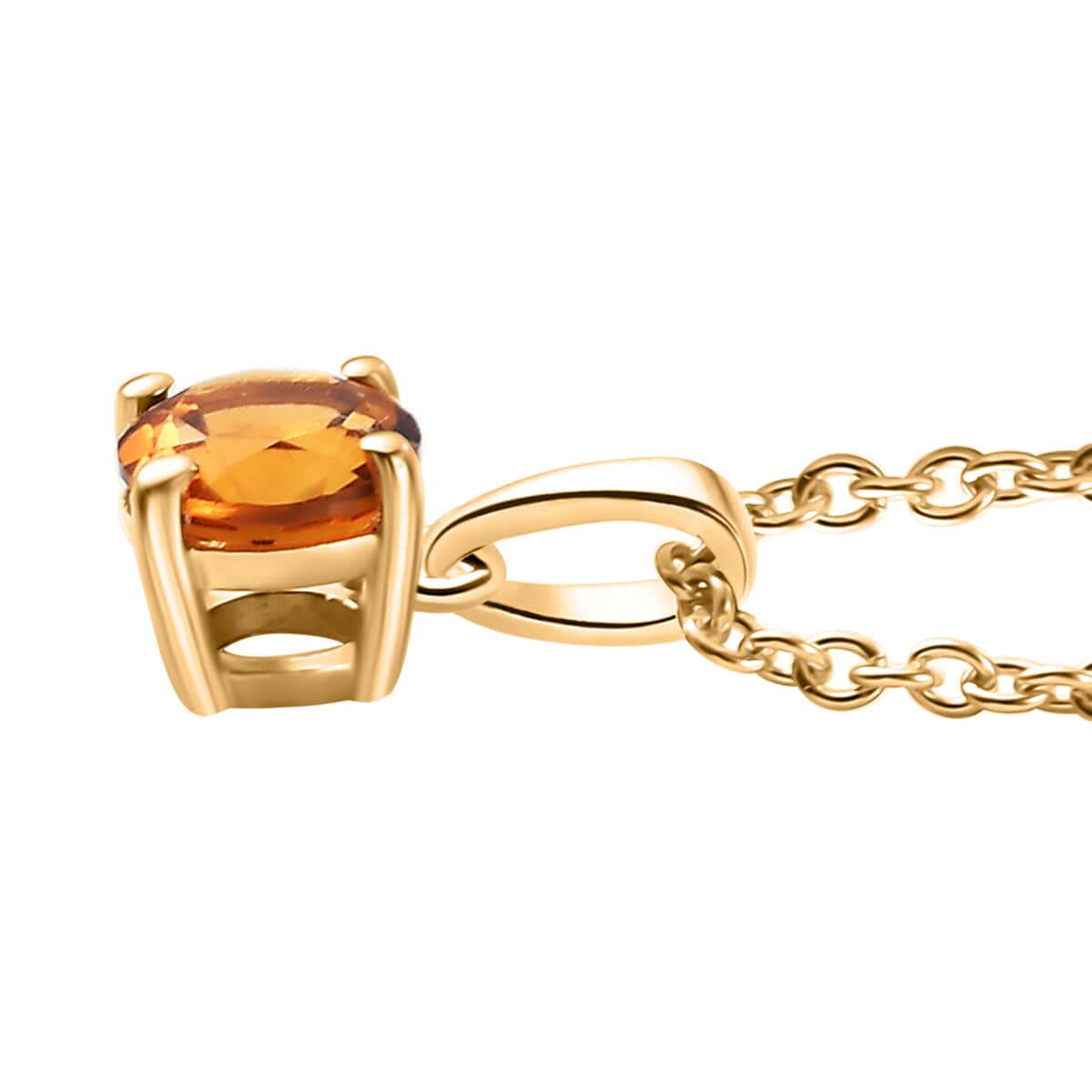 Premium Santa Ana Madeira Citrine 2.60 ctw Stud Earrings, Solitaire Ring (Size 5.0) and Pendant in 18K Vermeil YG Over Sterling Silver with ION Plated YG Stainless Steel Necklace 20 Inches image number 5