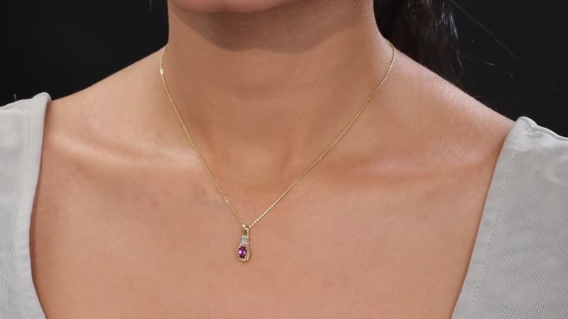 AAA Radiant Ember Garnet and Diamond 0.70 ctw Victorian Halo Pendant Necklace in 18K Vermeil Yellow Gold Over Sterling Silver 20 Inches