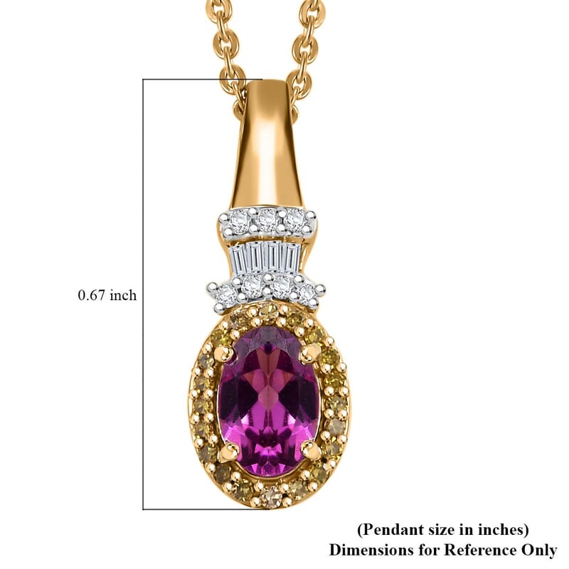 AAA Radiant Ember Garnet and Diamond 0.70 ctw Victorian Halo Pendant Necklace in 18K Vermeil Yellow Gold Over Sterling Silver 20 Inches