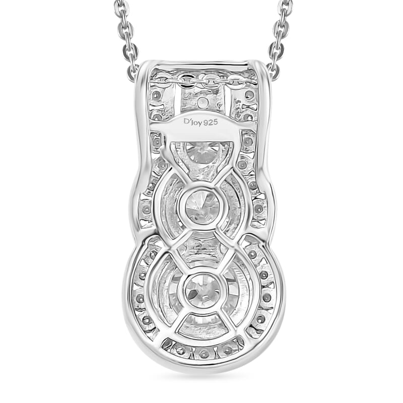 Moissanite and Tsavorite Garnet 2.00 ctw Pendant Necklace 20 Inches in Rhodium Over Sterling Silver
