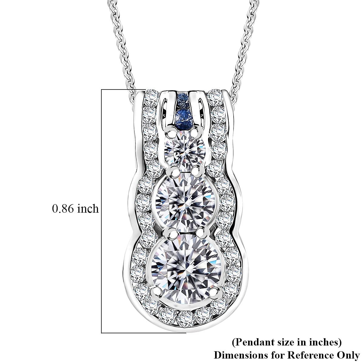 Moissanite and Kanchanaburi Blue Sapphire 1.90 ctw Pendant Necklace in Rhodium Over Sterling Silver 20 Inches image number 6