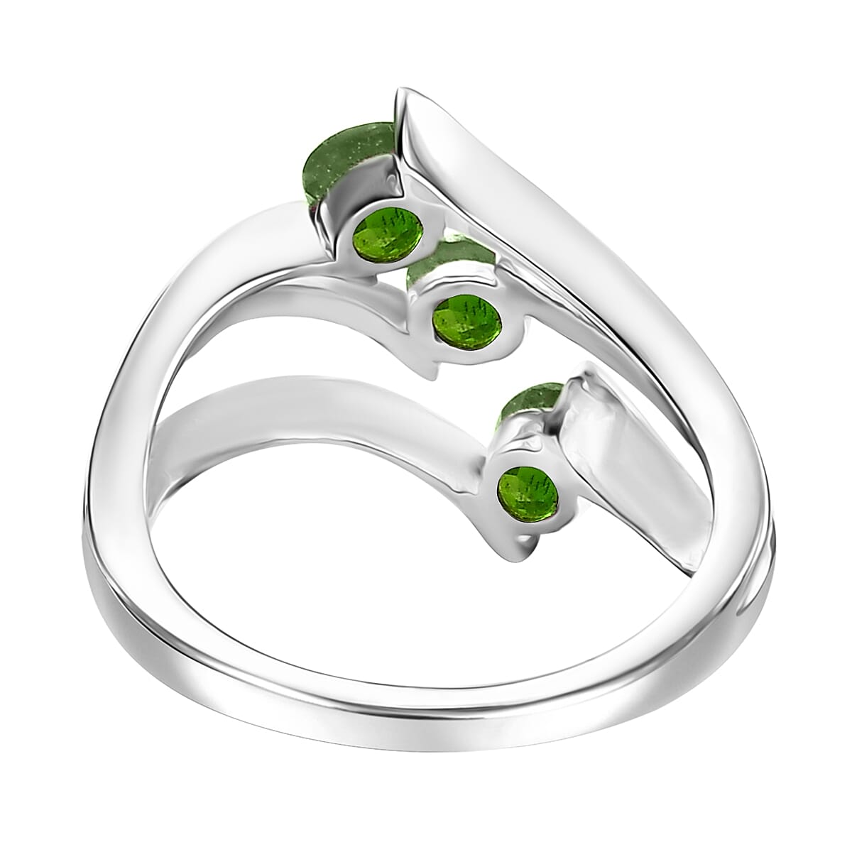 Chrome Diopside 1.80 ctw 3 Stone Ring (Size 5.00) and Pendant in Vermeil YRG & Rhodium Over Sterling Silver with Stainless Steel Chain 20 Inches image number 5