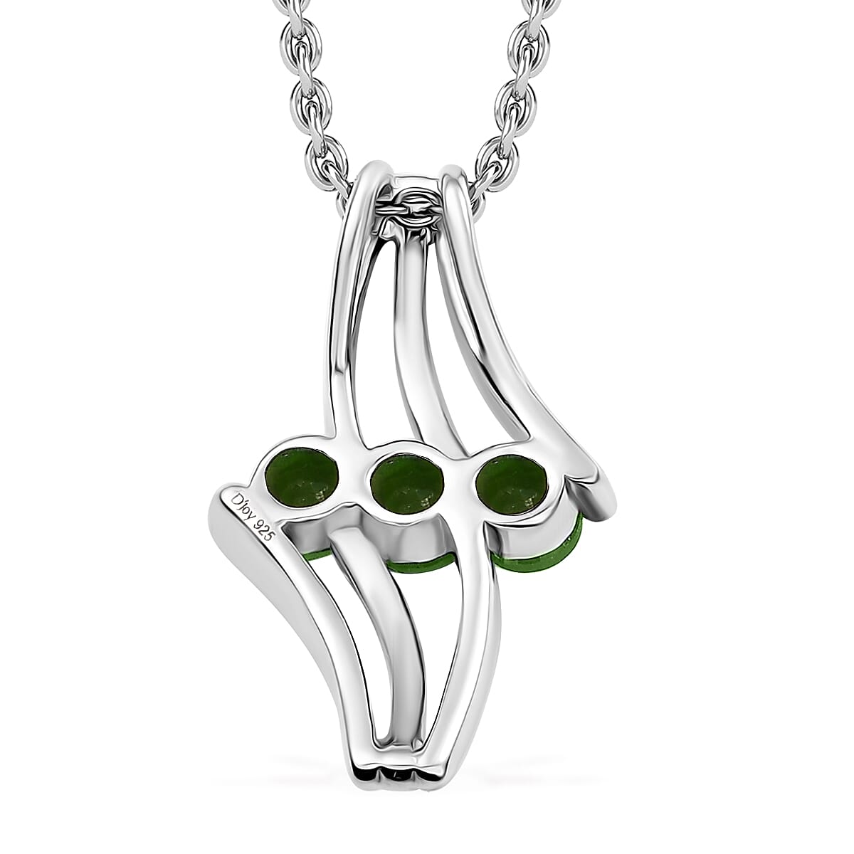 Chrome Diopside 1.80 ctw 3 Stone Ring (Size 5.00) and Pendant in Vermeil YRG & Rhodium Over Sterling Silver with Stainless Steel Chain 20 Inches image number 8