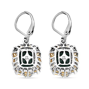 Karis African Malachite 34.45 ctw Earrings, Ring (Size 8.0) and Pendant in 18K YG Plated and Platinum Bond with Stainless Steel Necklace 20 Inches