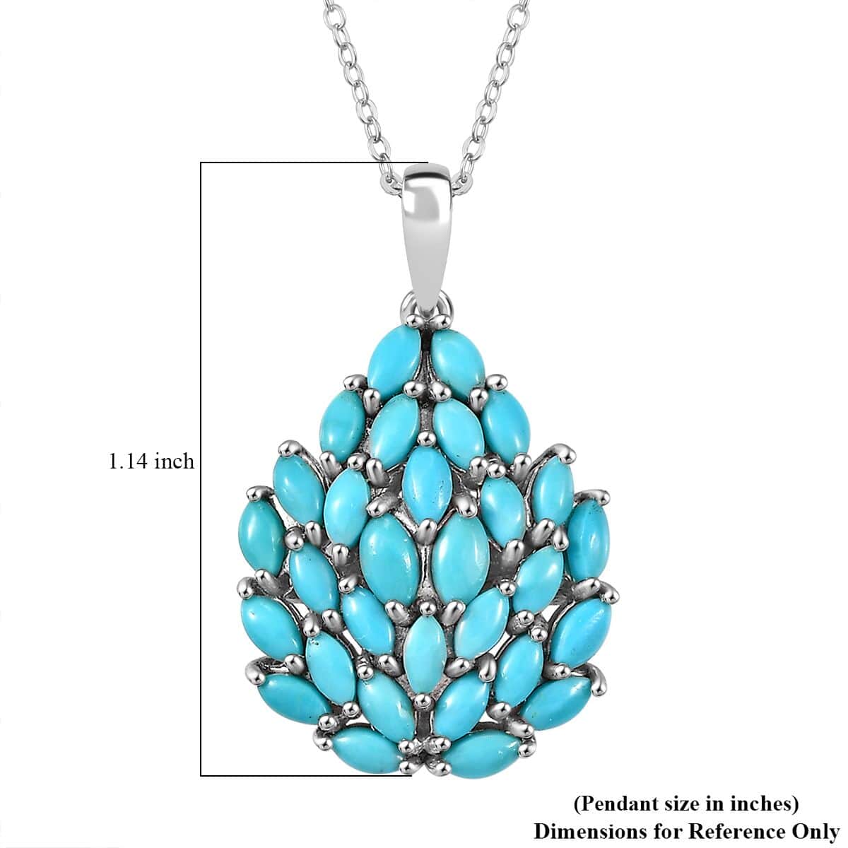 Sleeping Beauty Turquoise 3.00 ctw Floral Pendant Necklace in Rhodium Over Sterling Silver 20 Inches image number 5