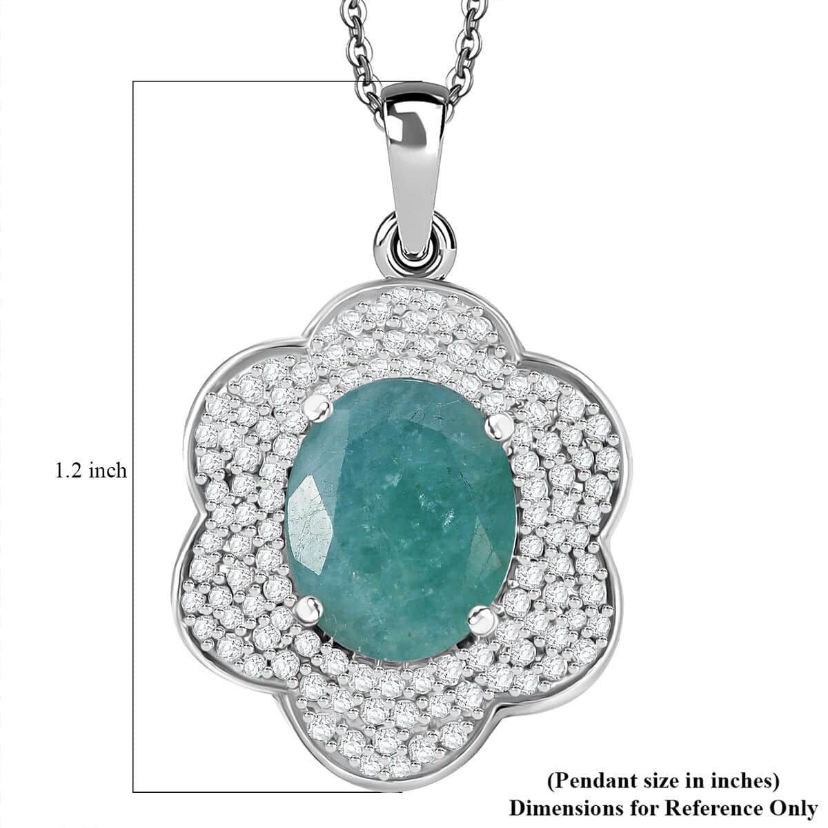 Grandidierite and White Zircon 4.90 ctw Ocean Petal Pendant Necklace in Rhodium Over Sterling Silver 20 Inches image number 5