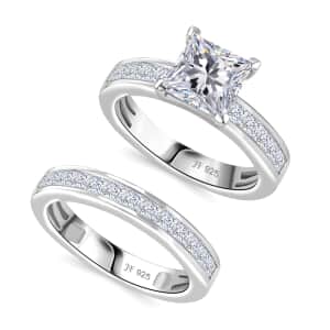 J Francis Embellished with Zirconia by Swarovski 5.70 ctw Set of 2 Ring in Rhodium Over Sterling Silver (Size 6.0)