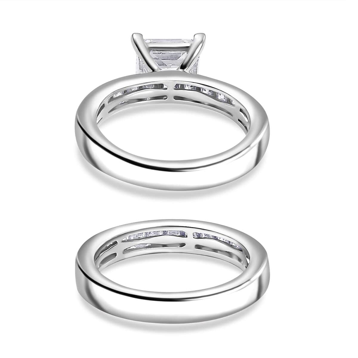 J Francis Embellished with Zirconia by Swarovski 5.70 ctw Set of 2 Ring in Rhodium Over Sterling Silver (Size 6.0) image number 4