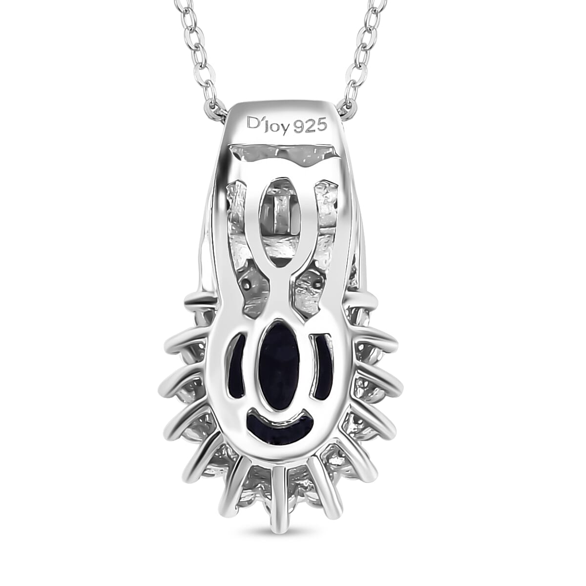 AAA Pirineu Lagoon Tourmaline and White Zircon 1.00 ctw Starburst Pendant Necklace in Rhodium Sterling Silver 20 Inches
