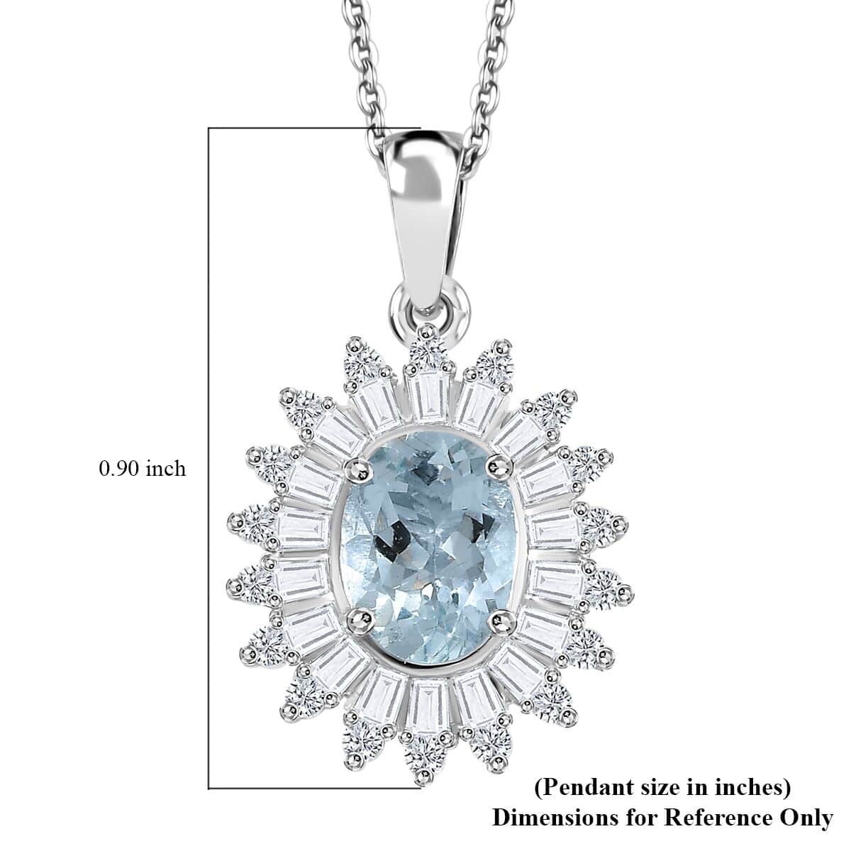 Santa Maria Aquamarine and Moissanite 1.75 ctw Floral Pendant Necklace in Rhodium Over Sterling Silver 20 Inches image number 6