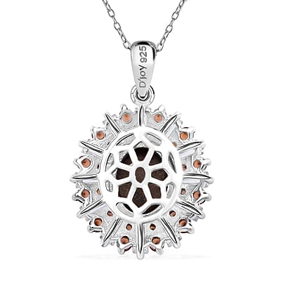 Bankacha Natural Black Star Sapphire and Multi Gemstone Star Ray 6.50 ctw Celestial Eclipse Pendant Necklace in Rhodium Over Sterling Silver 20 Inches